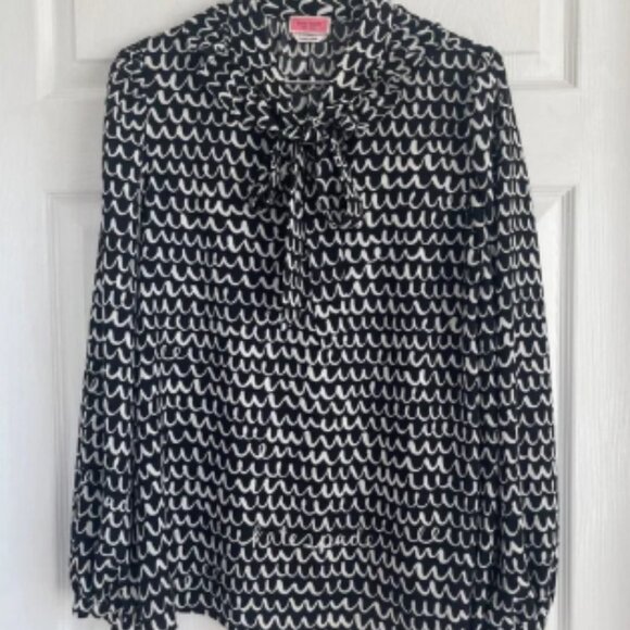Kate Spade New York Scribble Tie Blouse Sz L NWOT - Picture 2 of 5